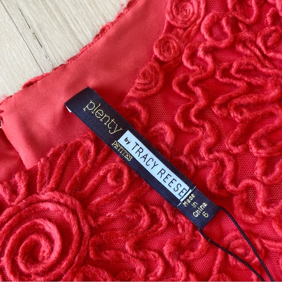 NWT Anthropologie Plenty Tracy Reese Red Scalloped Hem 3/4 Sleeve Dress size 6 - Picture 4 of 14